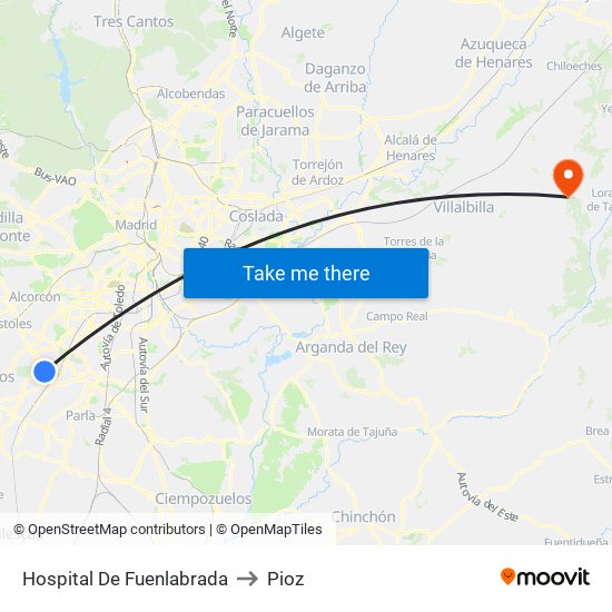 Hospital De Fuenlabrada to Pioz map