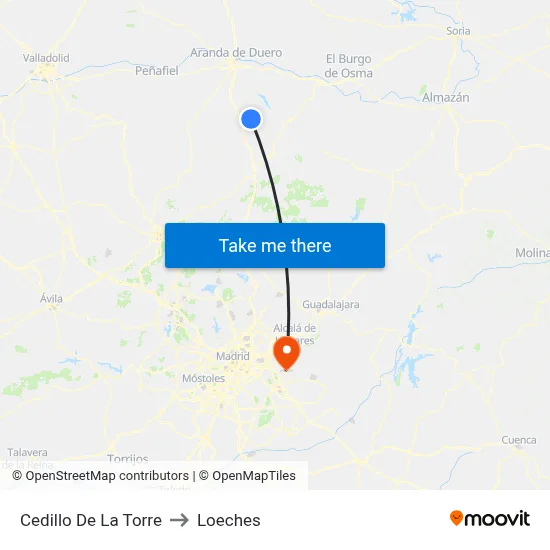 Cedillo De La Torre to Loeches map