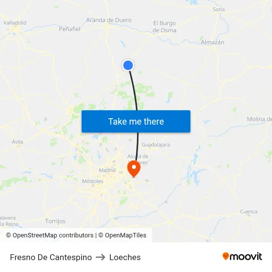 Fresno De Cantespino to Loeches map