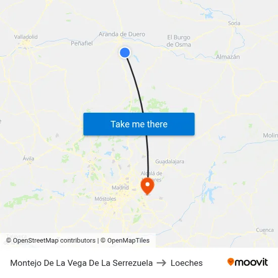 Montejo De La Vega De La Serrezuela to Loeches map