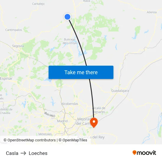 Casla to Loeches map