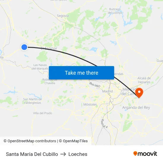 Santa María Del Cubillo to Loeches map