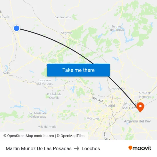 Martín Muñoz De Las Posadas to Loeches map