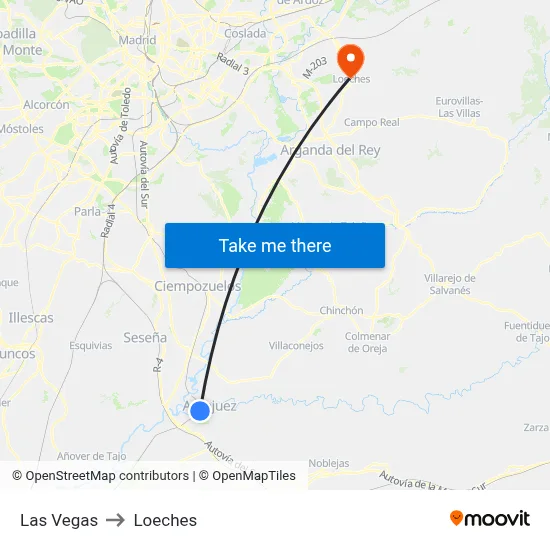Las Vegas to Loeches map