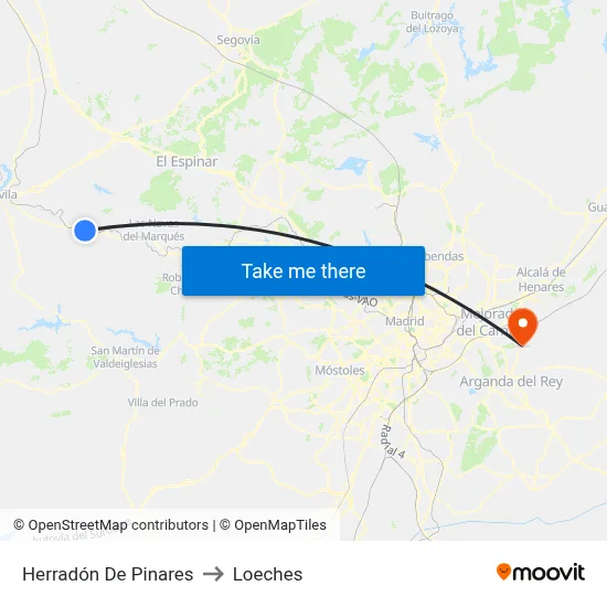 Herradón De Pinares to Loeches map