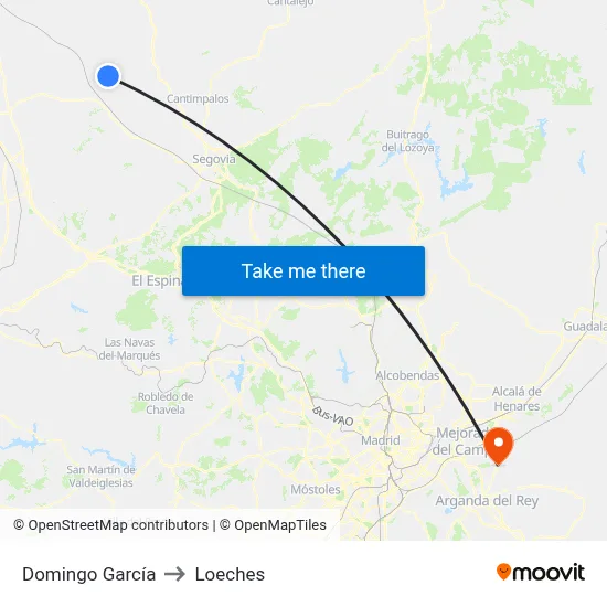 Domingo García to Loeches map