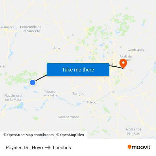 Poyales Del Hoyo to Loeches map