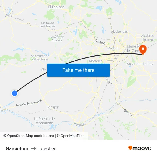 Garciotum to Loeches map