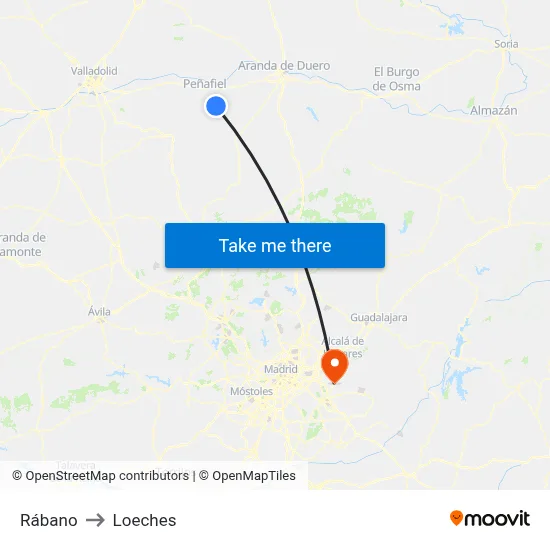 Rábano to Loeches map