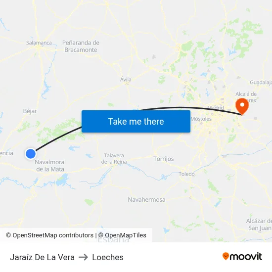 Jaraíz De La Vera to Loeches map
