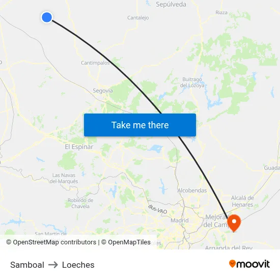 Samboal to Loeches map