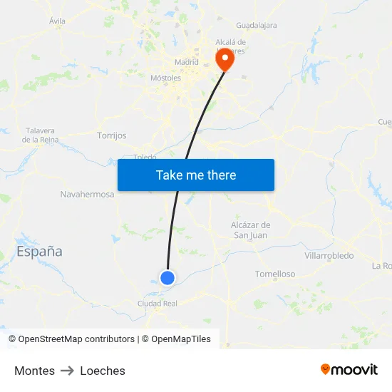 Montes to Loeches map