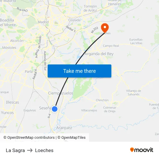 La Sagra to Loeches map