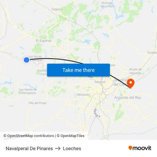 Navalperal De Pinares to Loeches map