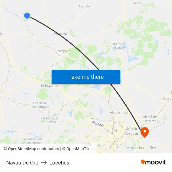 Navas De Oro to Loeches map