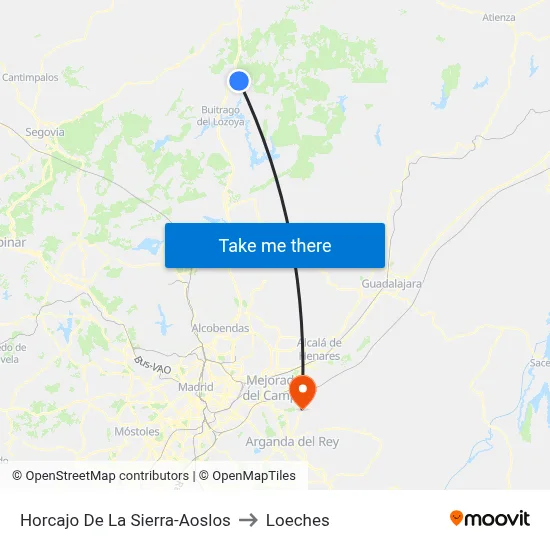 Horcajo De La Sierra-Aoslos to Loeches map