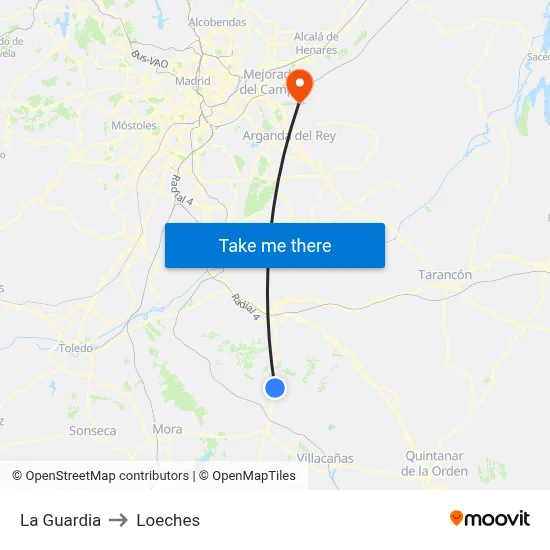 La Guardia to Loeches map