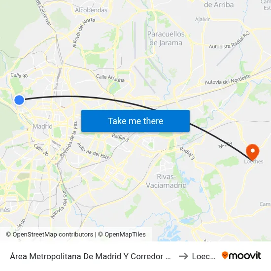 Área Metropolitana De Madrid Y Corredor Del Henares to Loeches map