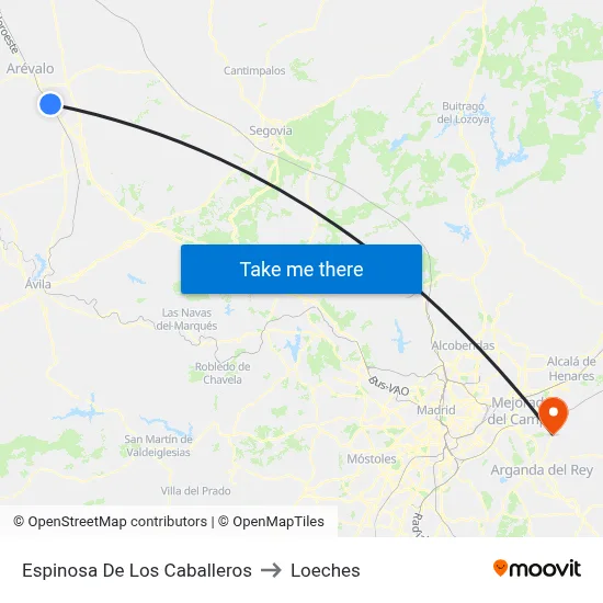 Espinosa De Los Caballeros to Loeches map