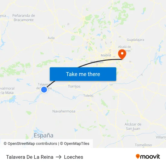 Talavera De La Reina to Loeches map