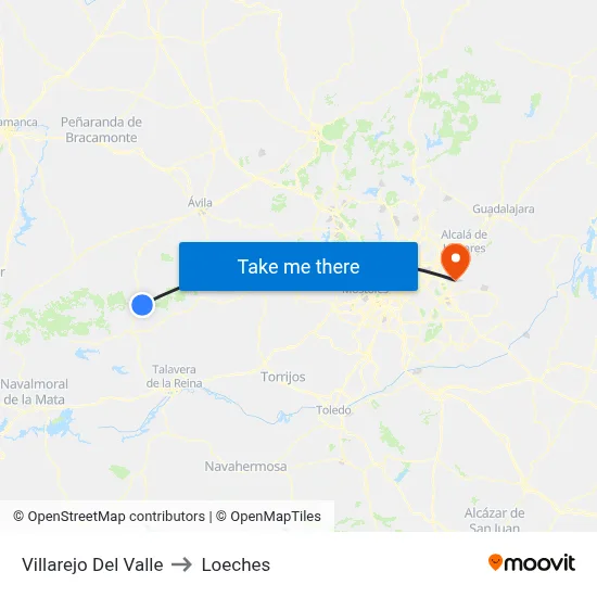 Villarejo Del Valle to Loeches map