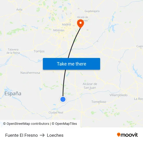 Fuente El Fresno to Loeches map
