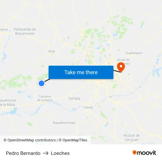 Pedro Bernardo to Loeches map