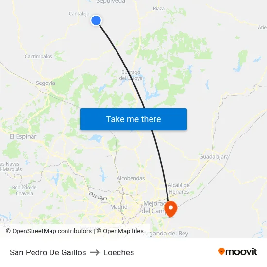 San Pedro De Gaíllos to Loeches map
