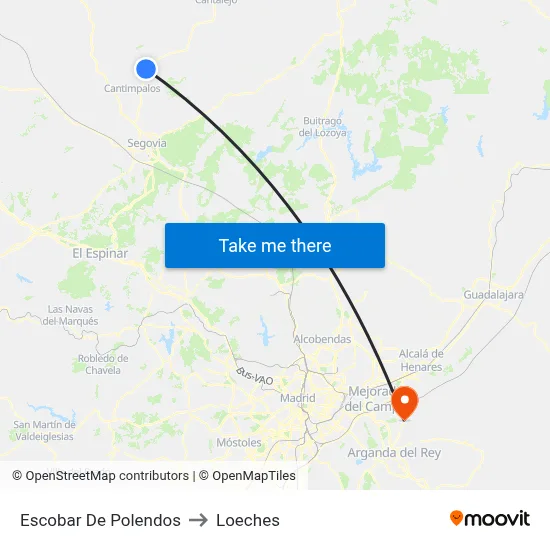 Escobar De Polendos to Loeches map