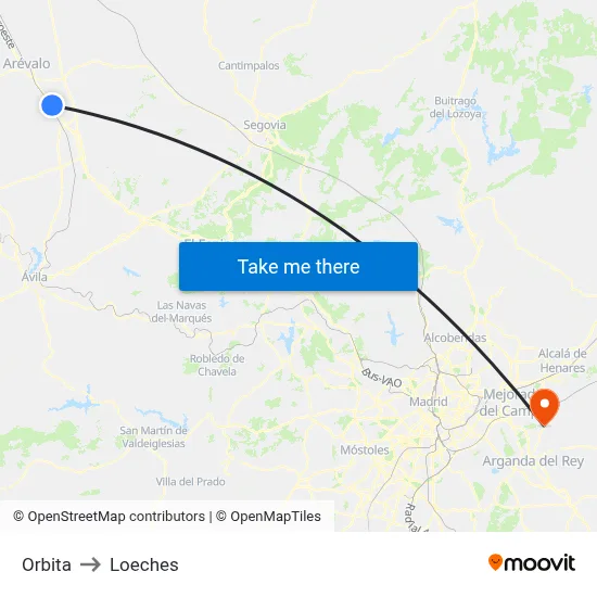 Orbita to Loeches map