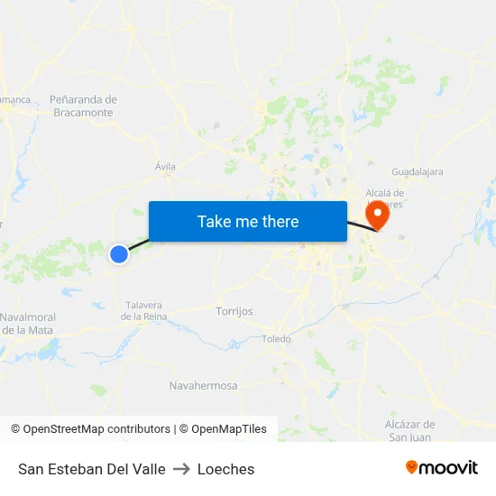 San Esteban Del Valle to Loeches map
