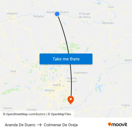 Aranda De Duero to Colmenar De Oreja map