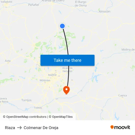 Riaza to Colmenar De Oreja map