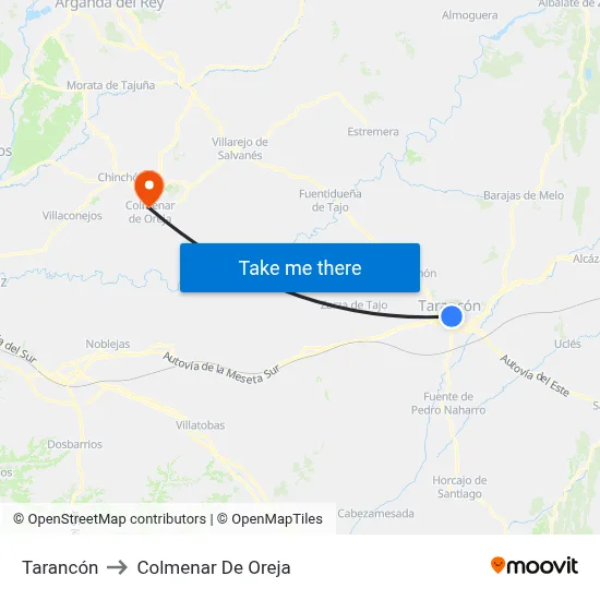 Tarancón to Colmenar De Oreja map