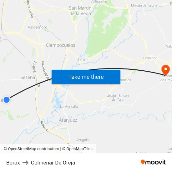 Borox to Colmenar De Oreja map