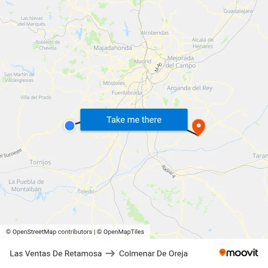 Las Ventas De Retamosa to Colmenar De Oreja map