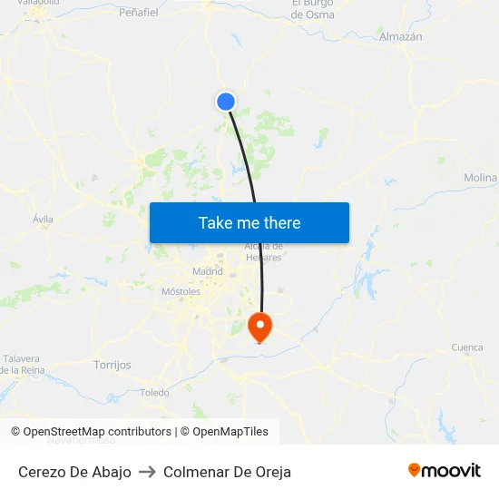 Cerezo De Abajo to Colmenar De Oreja map
