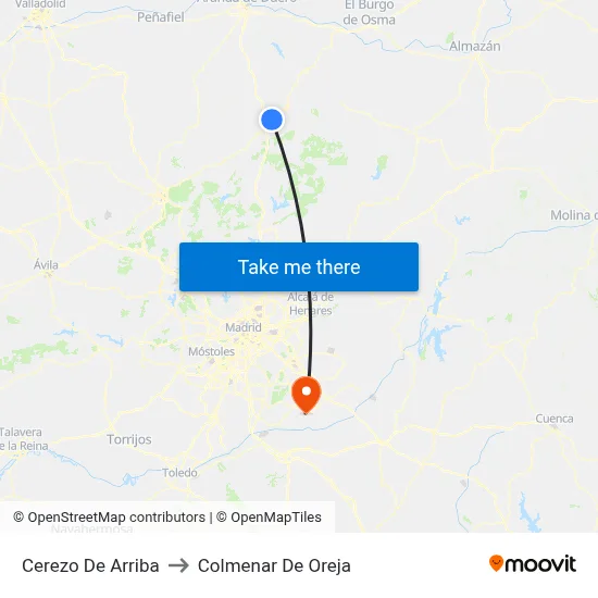 Cerezo De Arriba to Colmenar De Oreja map