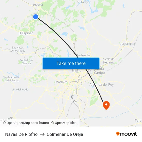 Navas De Riofrío to Colmenar De Oreja map