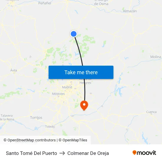 Santo Tomé Del Puerto to Colmenar De Oreja map
