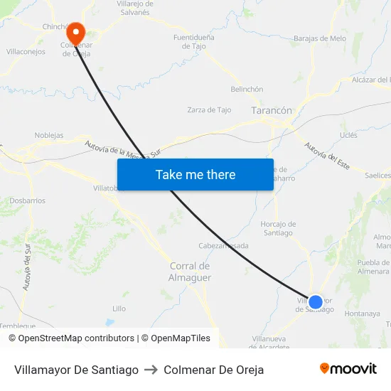 Villamayor De Santiago to Colmenar De Oreja map