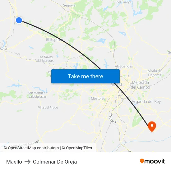 Maello to Colmenar De Oreja map