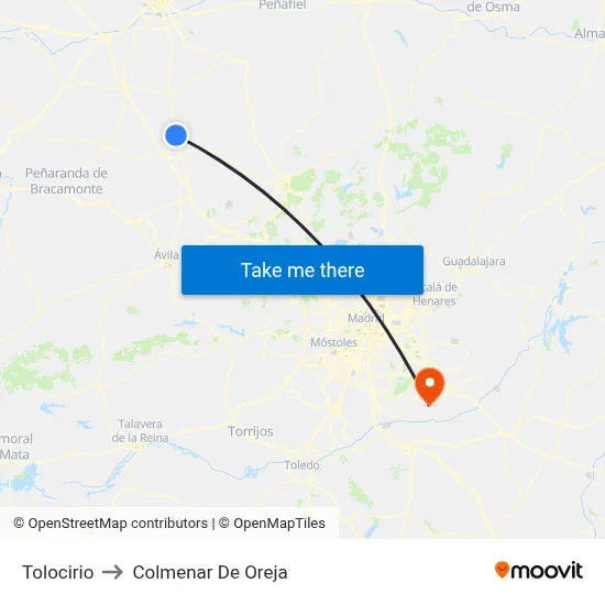 Tolocirio to Colmenar De Oreja map