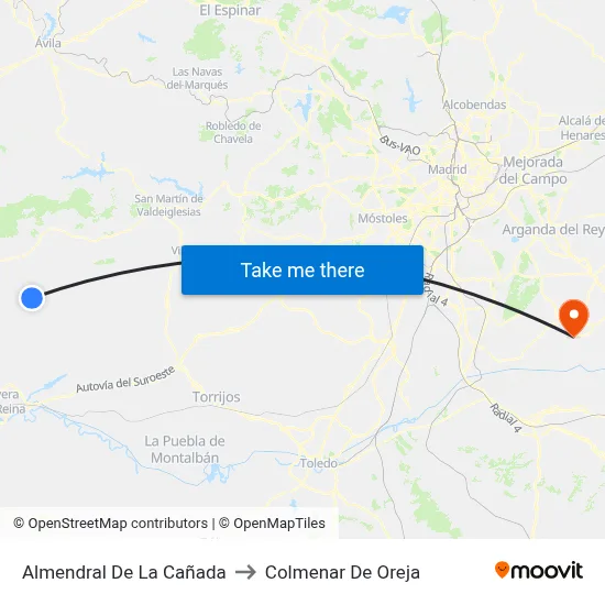 Almendral De La Cañada to Colmenar De Oreja map
