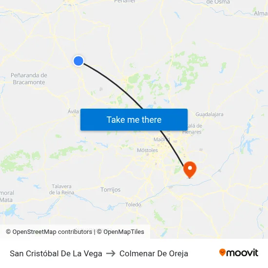 San Cristóbal De La Vega to Colmenar De Oreja map