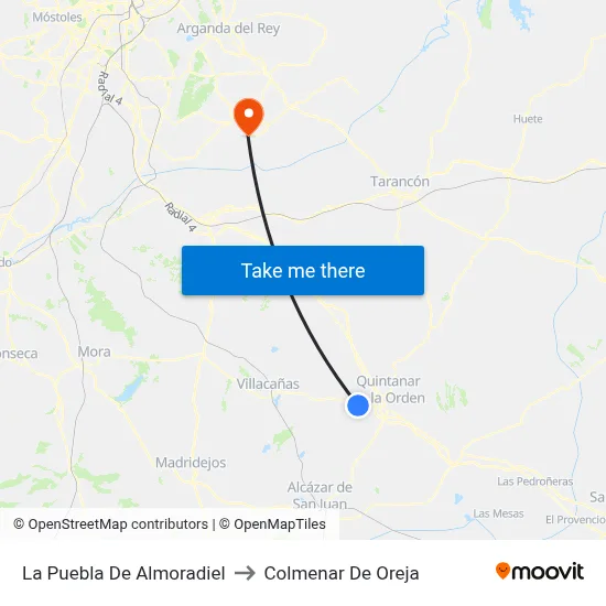 La Puebla De Almoradiel to Colmenar De Oreja map