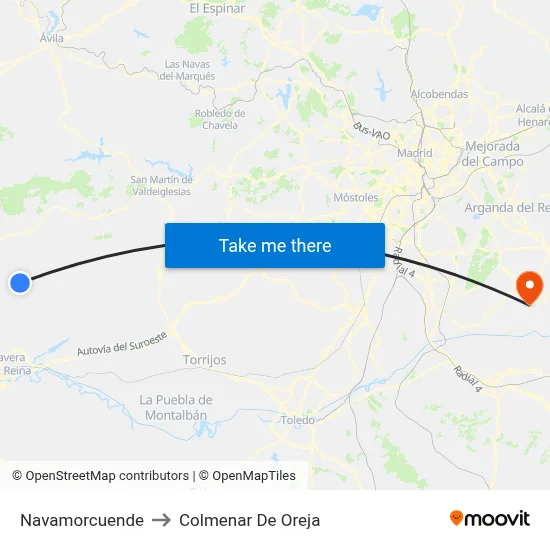 Navamorcuende to Colmenar De Oreja map
