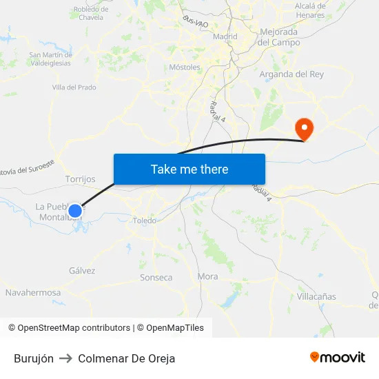 Burujón to Colmenar De Oreja map
