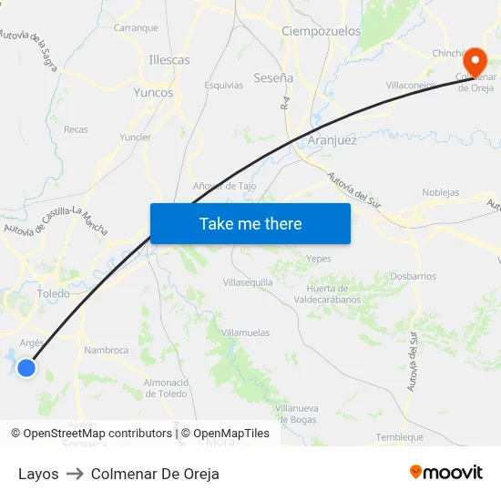 Layos to Colmenar De Oreja map