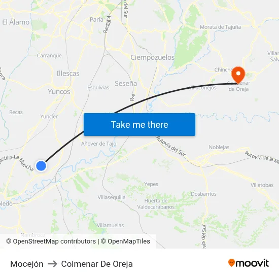 Mocejón to Colmenar De Oreja map